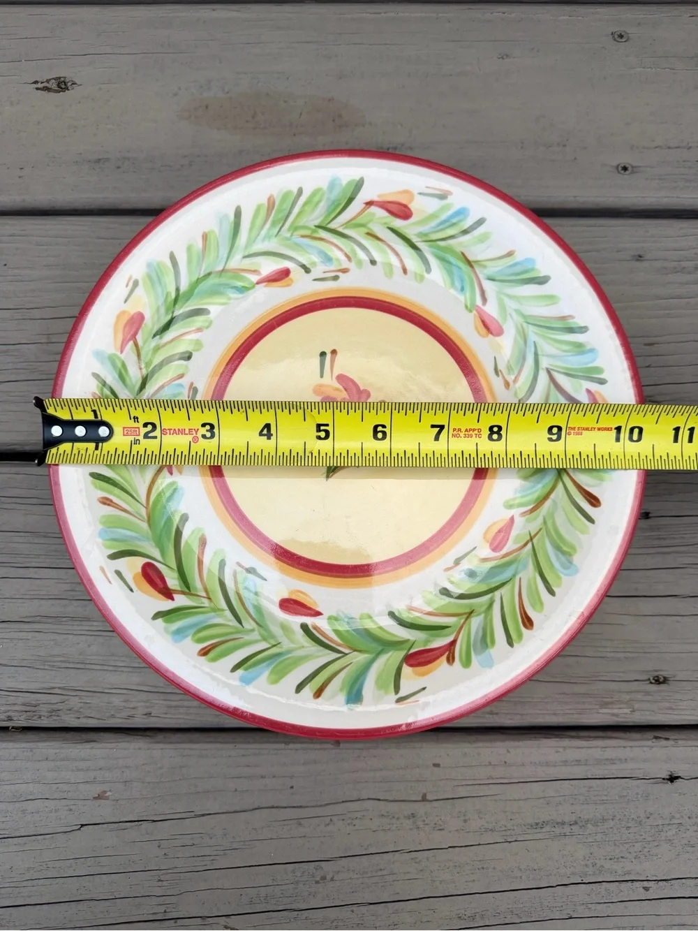 Set of 6 Gail Pittman Siena Garland Rim Hand Painted Dinner Plates